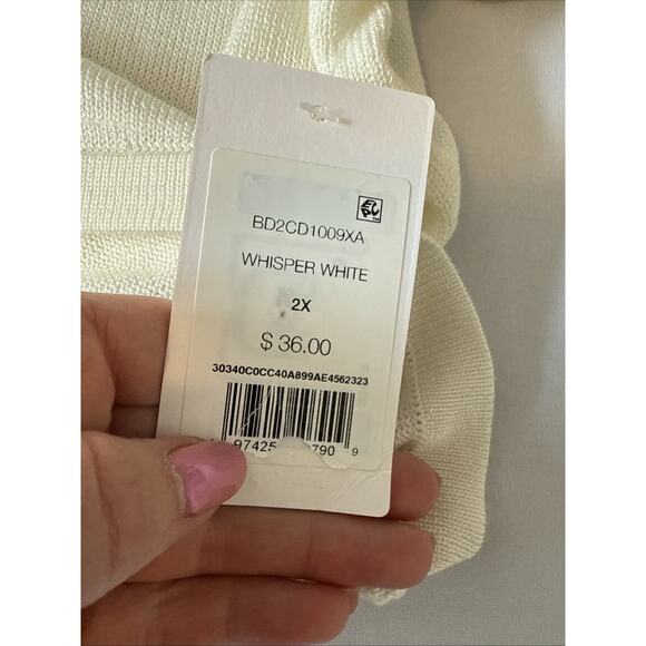 89th & Madison NWT Women’s Plus 2X Preppy Whisper White Knit Cardigan Sweater - Picture 6 of 10